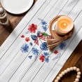 thumbnail image 3 of 4th of July Table Runner 70 Inches, Independence Day Floral Blue Red Botanical Bed Runner Dresser Scarves Tabletop for Indoor Outdoor Parties/Ceremony/Banquet, 13" x 70", 3 of 9