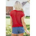 thumbnail image 3 of Women's Fiery Red Flag Knit Sweater Top - Short Sleeve Casual Summer Round Neck, XL, 3 of 12