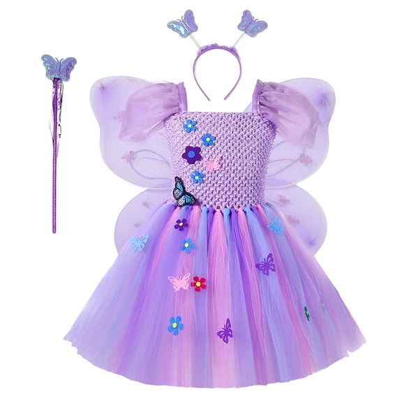 Ymyiu Toddler Dress Toddler Tutu Dress Girls Fluffy Tiered Summer Dresses Cute Party Tulle Sundress for Kids 3T 4T (Purple,3-4 Years)