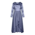 thumbnail image 4 of QJUHUNG Formel pour Femmes Soirée Robe Midi Été Col en V Manches Courtes T-Shirt Soirée Invitée de Mariage Style Asymétrique B-8 Cocktail Gris_i L, 4 of 6