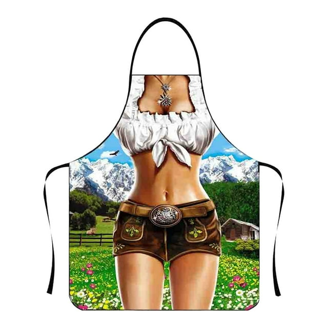 Funny Personality Creative Apron Muscle Men's Apron Bikini Series Cartoon Couple Apron Polyester Apron
