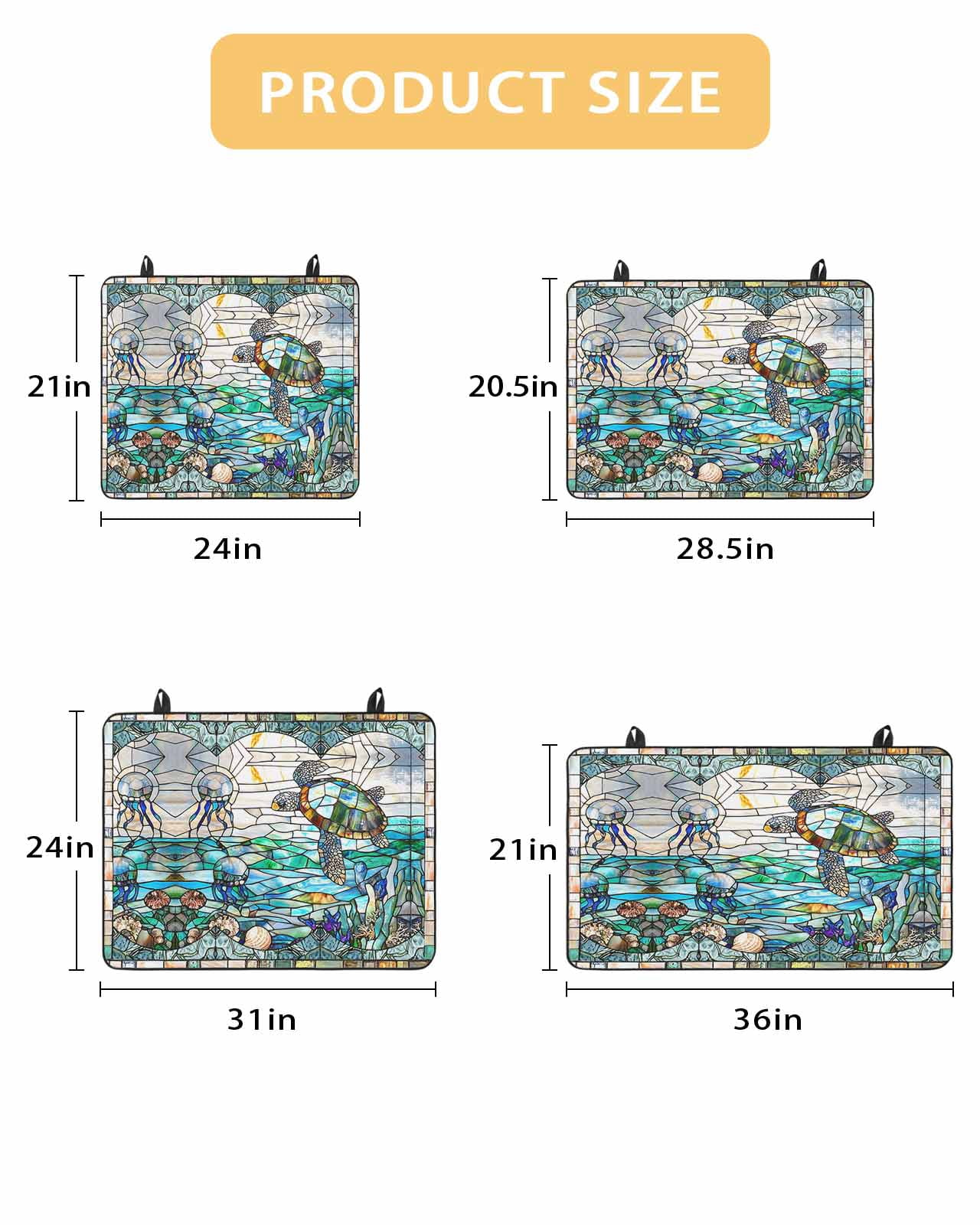 nqOlkjepod Large Induction Cooktop Protector Mat 36"x21", Stained Glass Sea Turtle Stove Top Covers for Electric Stove, Summer Coastal Ocean Jellyfish Stove Burner Cover Mats, Glass Top Stove Cover