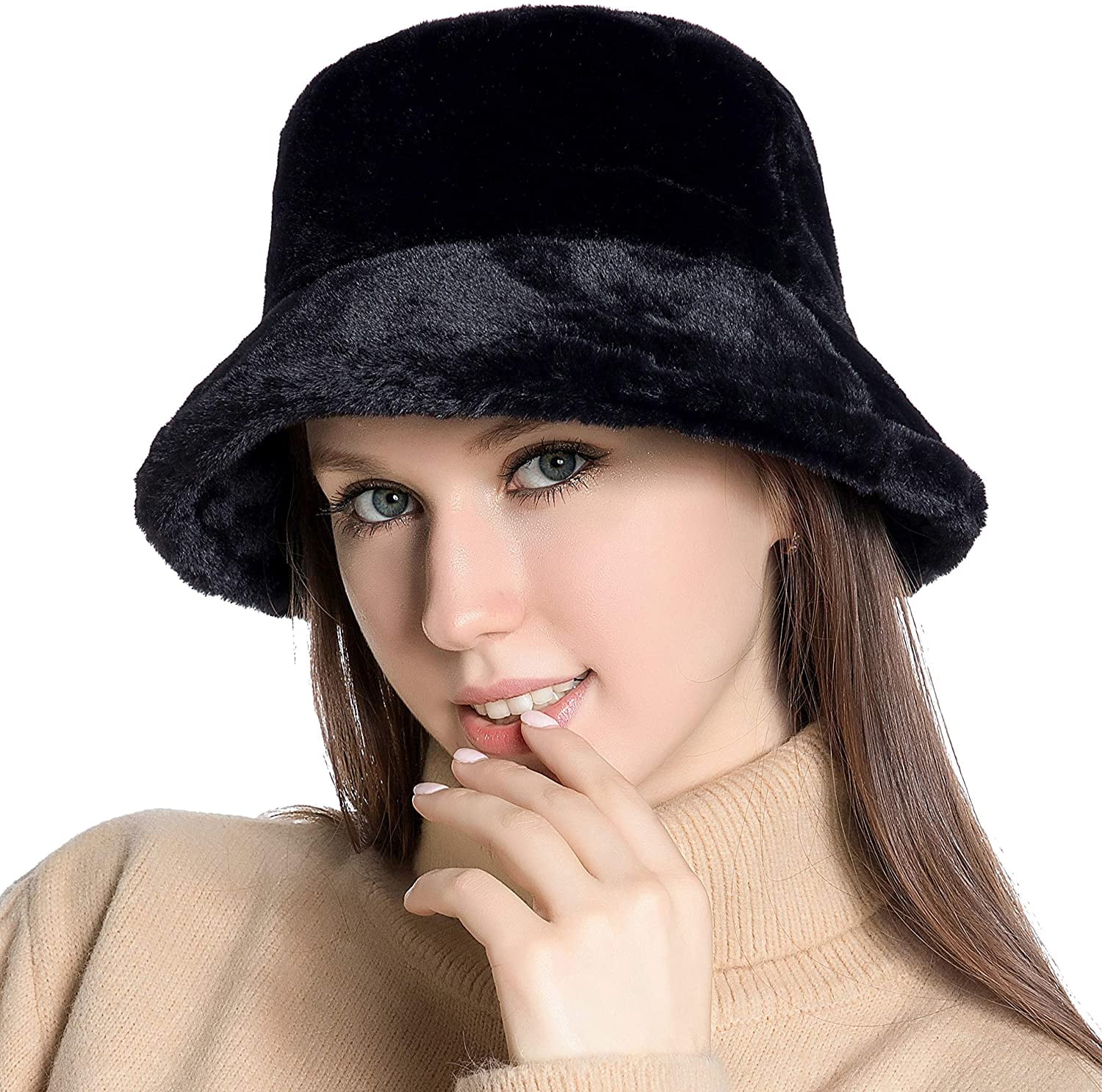 3 Pieces Women Winter Bucket Hat Vintage Cloche Hats Warm Faux Fur Wool Outdoor Fisherman Cap For Women Girls Black, Beige, Blue-gray | Ubuy