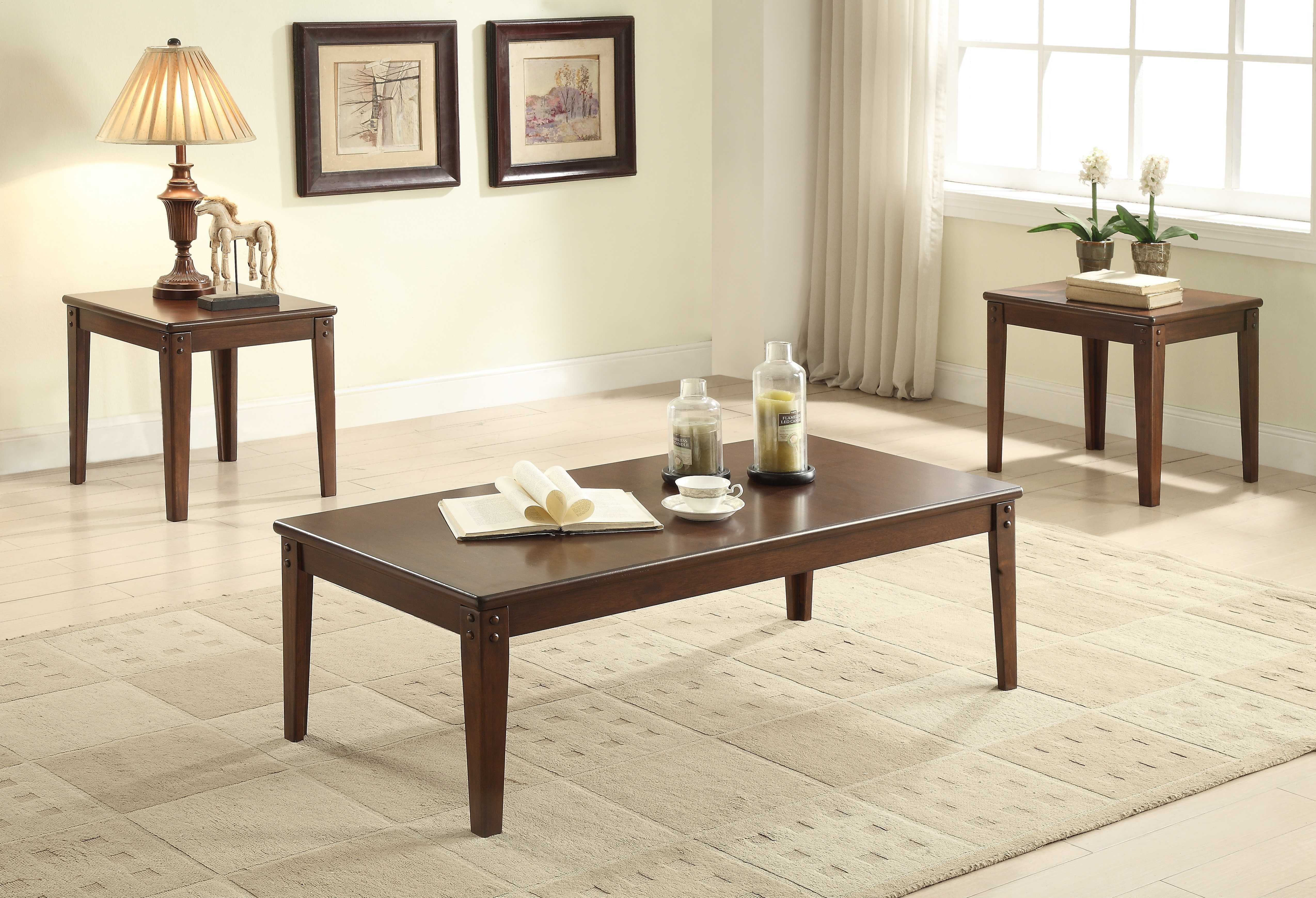 3 Piece Pack Coffee and End Table Set in Walnut MDF Walnut Walmart