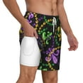 thumbnail image 3 of Balery Mardi Gras6 Mens Swim Trunks Swim Shorts for Men Quick Dry Inseam Beach Shorts with Compression Liner Pocket-XX-Large, 3 of 9