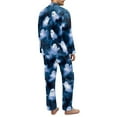 thumbnail image 4 of Xixirimido Halloween Ghosts Blue Pattern Mens Pajama Set Soft Button Down Pajamas Long Sleeve Pjs Sleepwear Loungear Comfy Sleep Sets with Pockets, Large, 4 of 4