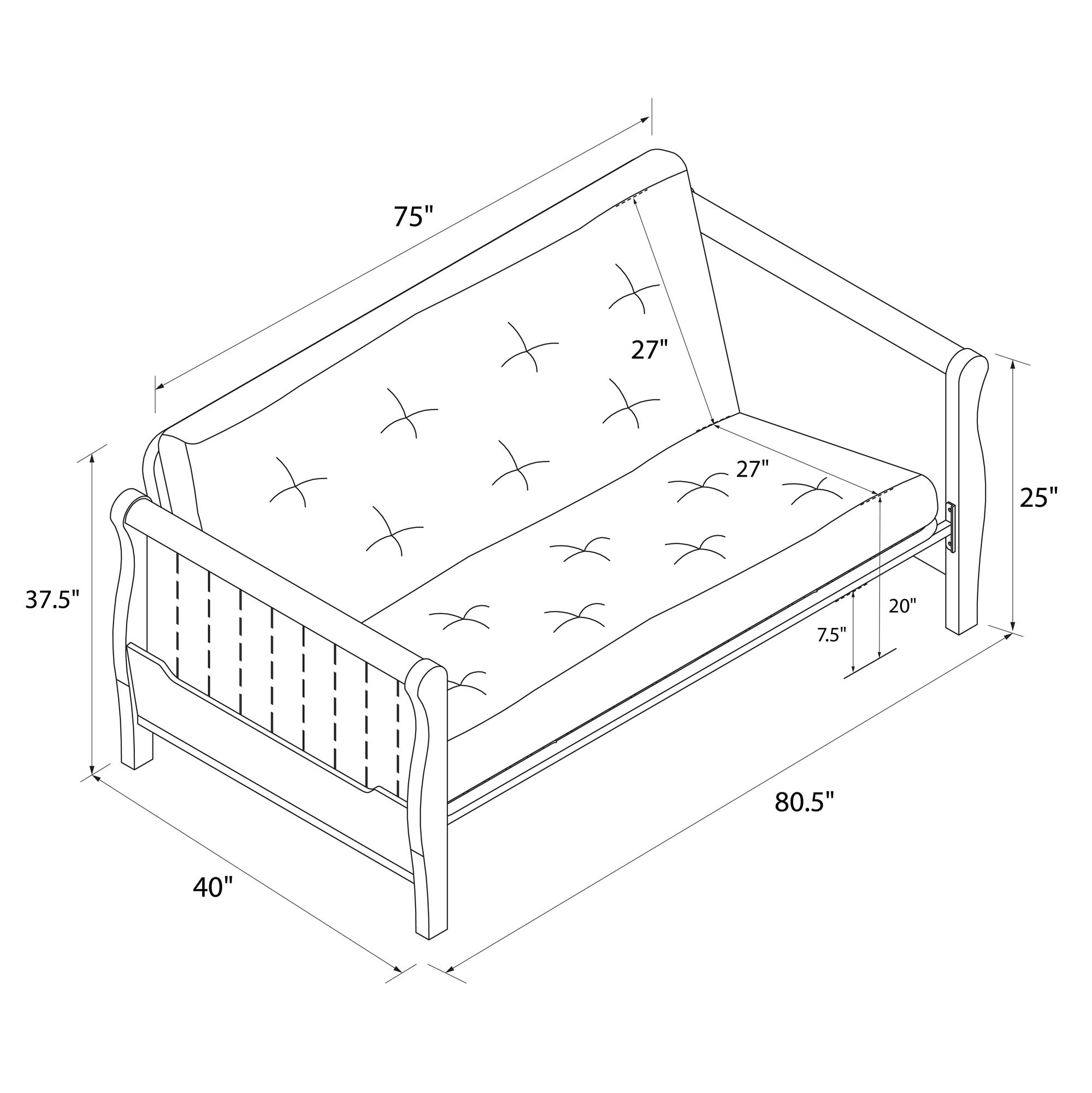 8 Inch Full Poly Futon Mattress with Full Size Espresso Wood Arm Futon