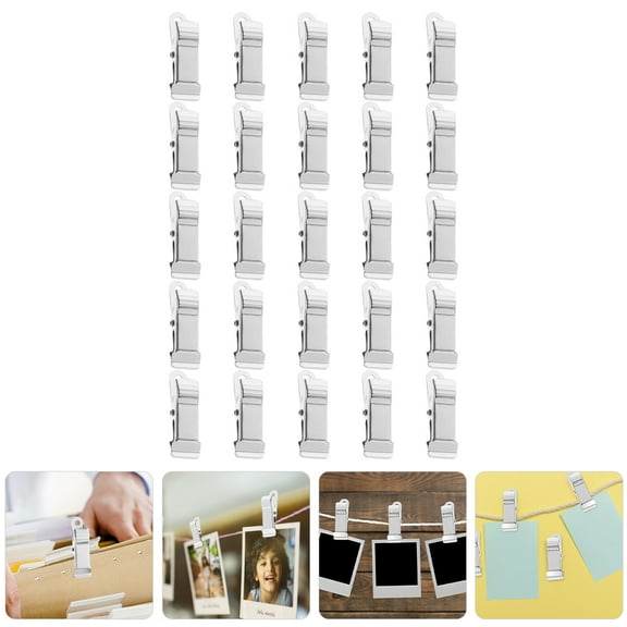 HOMEMAXS 25pcs Small Clips Hanging Photo Display Clips Clothespins Clip Metal Clips Memo Clips