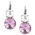 thumbnail image 2 of Swarovski 8mm Rosaline Pink Pearl and 12mm Crystal Rose Leverback Earrings Nickel Free, 2 of 4