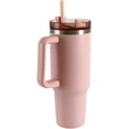 thumbnail image 3 of Mainstays 40 oz Stainless Steel Tumbler with Straw and Handle, Double Wall Insulated, Pink, 3 of 7