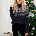 thumbnail image 2 of Suéter de copo de nieve para mujer, suéter de punto para mujer, suéter de punto de copo de nieve alto, suéter de copo de nieve navideño, valor inmejorable, 2 of 6