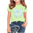 thumbnail image 2 of akafmk Girls Short Sleeve T-Shirts Cotton Graphic Tees Crewneck Soft Fashion Versatile Cute Summer Tops, 3-14Y, 2 of 7