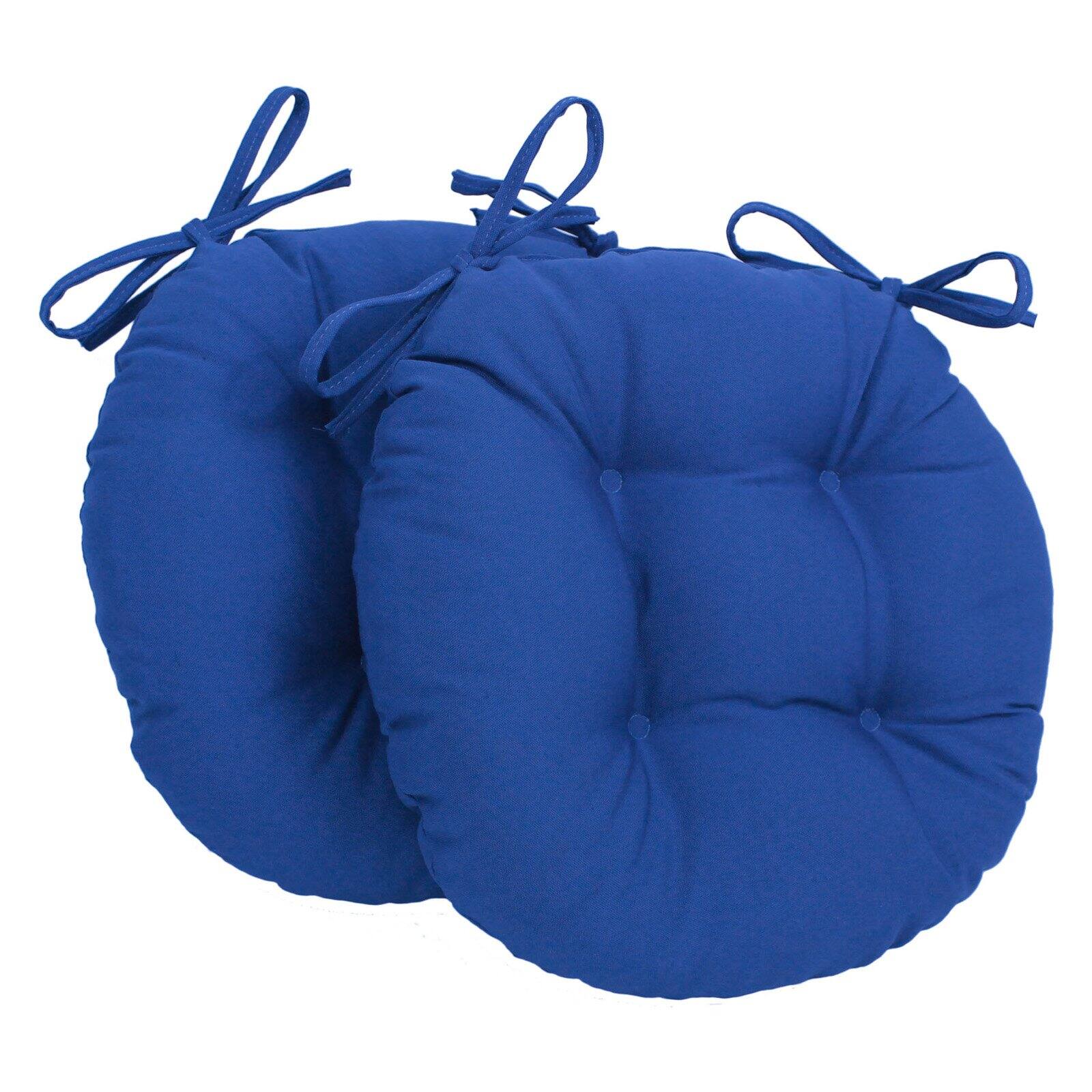 Blazing Needles 16 x 16 Round Twill Dining Chair Cushions with Ties