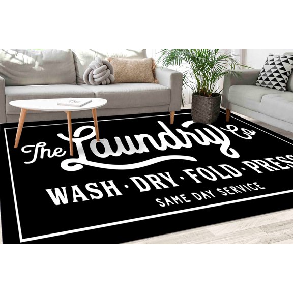 Laundry Room Rugs, Trendy Rugs, Modern Rugs, Stair Rug, Black Rug, Nursery Rug, Entry Rug, Gift For The Home, Bathroom Rug, Gift For Her, 2.6'x5' - 80x150 cm