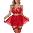 thumbnail image 2 of Avidlove Lingerie for Women Lace Mesh Nightwear Chemise Nightie(Red,L), 2 of 9