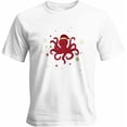 thumbnail image 1 of Camisetas gráficas informales de manga corta con pulpo navideño rojo para hombre, 1 of 8