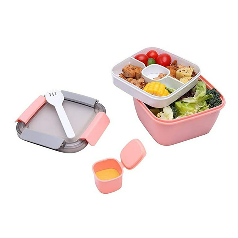 2 Layer Bento Lunch Box Salad Container Leak Proof Salad Dressing Container