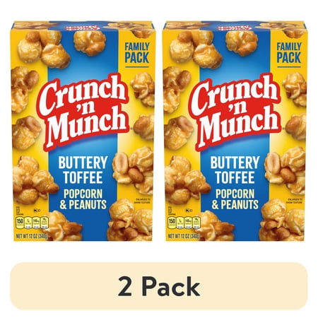 (2 pack) CRUNCH 'N MUNCH Buttery Toffee Popcorn with Peanuts, 12 oz.