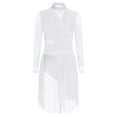 thumbnail image 5 of Aislor Womens Contemporary Lyrical Dance Long Sleeve Rhinestone Backless Ballet Dancewear Leotard Dress White XXL, 5 of 7