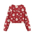 thumbnail image 5 of COEQINE Girls Athleisure Crop Top, Long Sleeve Crewneck Sweatshirt for Fall, Sporty Casual Streetwear Pullover Loose Fit Age 9-10, Santa Claus Ho Ho Ho Red, 5 of 7