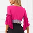thumbnail image 4 of GJSYRH Womens 3/4 Sleeve Shrug Sheer Mesh Cardigans Tie Front Cropped Lightweight Bolero Shawl Top for Casual Going Out Hot Pink M, 4 of 6