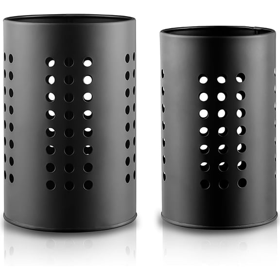 2Pcs Stainless Steel Kitchen Utensil Holder, Large Cooking Utensil Crocks for Kitchen Counter, Kitchen Utensil Drying Cylinder, Cooking Utensil Organizer for Spatula, Spoon