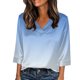thumbnail image 2 of Xuyuer Women's Holiday Floral Print V-Neck 3/4 Sleeve Casual Loose Shirt, 2 of 5