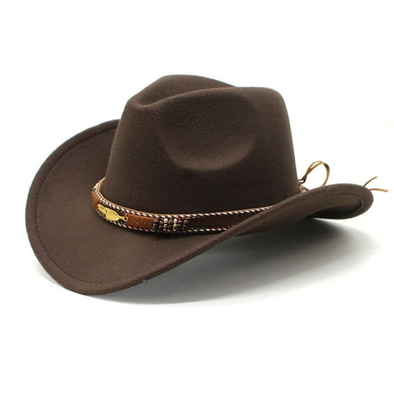 Western Cowboy Hat for Women Men, Wide Brim Floppy Hat Western Hat Wool Felt Bowler Cap Classic Vintage Bowler Hat for Adults