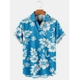thumbnail image 2 of Camisas hawaianas para hombre con estampado floral Aloha en 3D, manga corta, botones, para uso diario, para playa, 2 of 4