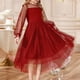 thumbnail image 3 of Odeerbi Niñas Tiered Tul Princesa Vestidos de Noche Vestido Formal de Manga Larga de Malla Vestido de Fiesta, 3 of 8