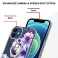 thumbnail image 3 of Compatible for iPhone 11 Case with Ring Kickstand Holder Clear Floral Pattern Hybrid PC TPU Shockproof Protective Phone Case Cover for iPhone 11 Women Girls, Purple Flower, 3 of 5