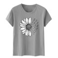 thumbnail image 2 of Gray Womens Tops Women's I Simple Printing Europe and The United States Men and Women Round Neck T Shirts for Women, 2 of 4