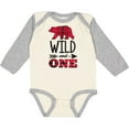 thumbnail image 3 of Inktastic Plaid Bear Wild and 1 with Arrow Boys or Girls Long Sleeve Baby Bodysuit, 3 of 5