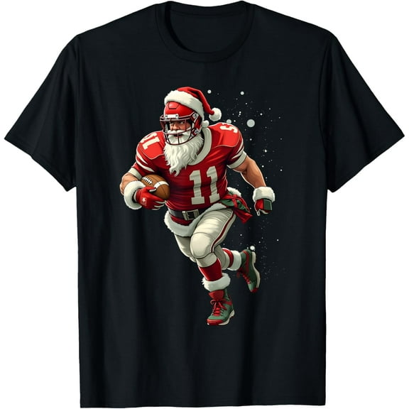 Santa Sports Christmas Football Player For Men T-Shirt Shirts