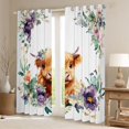 thumbnail image 2 of Homewish Kawaii Brown Cow Blackout Curtains Set of 2 (52x84 Each) for Kid, Farmhouse Animal Window Curtains, Watercolor Rustic Flower Curtains and Drapes, Window Curtains Bedroom Decor, 2 of 6