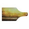thumbnail image 1 of Fall Cutting Board, Empty Wooden Tabletop Layout Setting Sun Afternoon Wheat Agriculture Print, Tempered Glass Cutting and Serving Board, Wine Bottle Shape, Brown Orange Yellow, by Ambesonne, 1 of 1