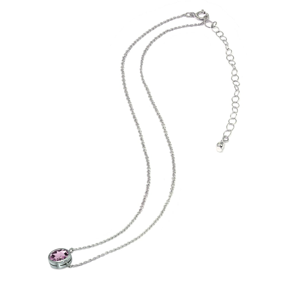 Simulated Alexandrite 6mm Round Bezel-Set Dainty Sterling Silver Choker Necklace