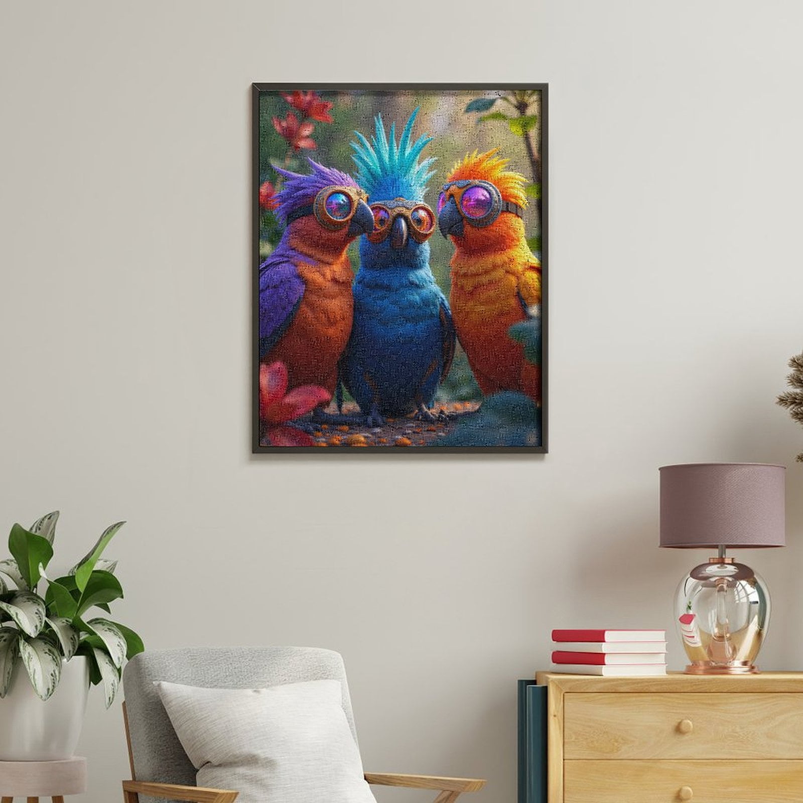 Paint By Numbers Kit for Adults Beginner - Feathered Friends In Sunglasses DIY Canvas Painting Kits for Adults, Frameless Paint By Number for Adults for Home Wall Decor 16x20 Inch