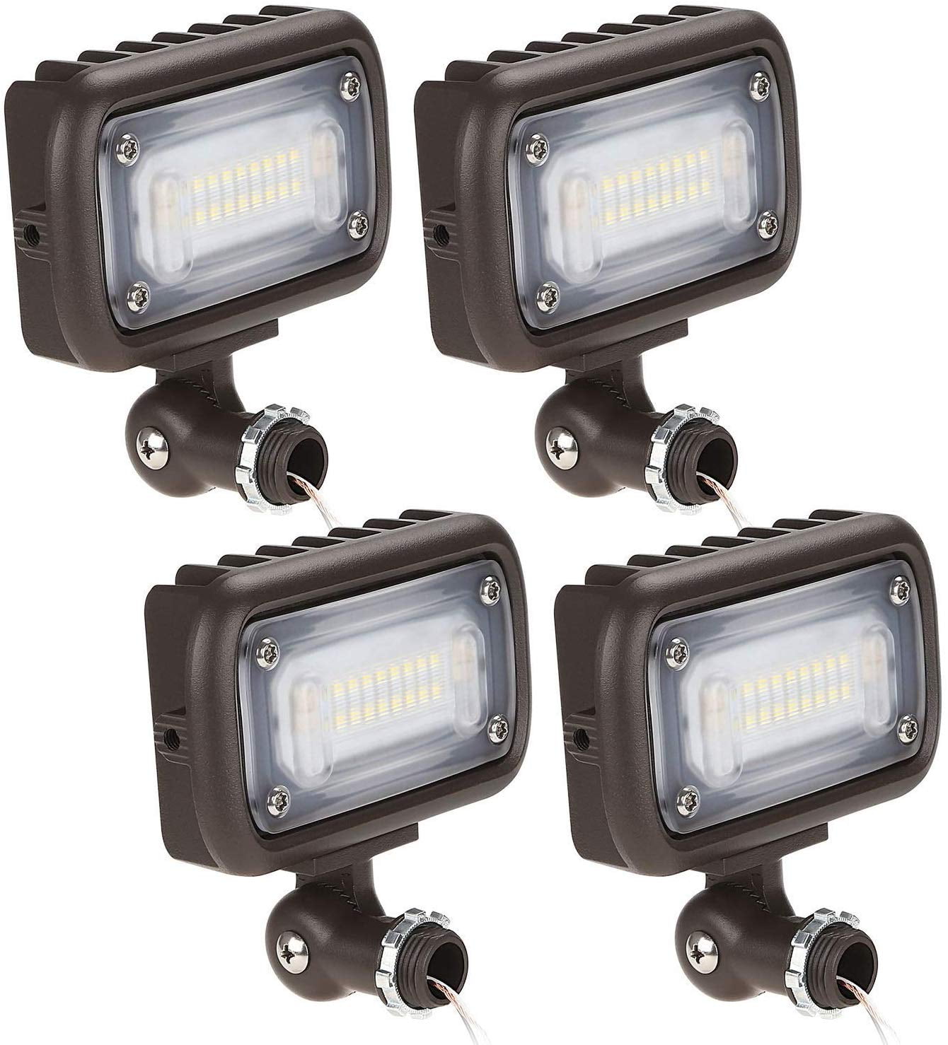 LEONLITE Outdoor Aluminum LED Flood Light for Pathways, 1/2 Inch Adjustable Knuckle Mount