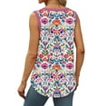 thumbnail image 5 of Frostluinai Boho Tank Tops for Women Sleeveless Scoop Neck Ribbed Trim Long Tanks Casual Floral Print T Shirts Plus Size Curved Hem Tanks, 5 of 7