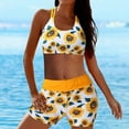 thumbnail image 4 of Lilgiuy 3 Piece Tankini Swimsuit for Women Solid Color Loose Swim Tank Top with Floral Print Boy Shorts and Sports Bra Athletic Swimwear(Yellow,XL), 4 of 5