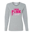 thumbnail image 2 of I Wear Pink for My Aunt Survivor Awareness Womens Graphic Long Sleeve T-Shirt, Heather Grey, Medium, 2 of 3