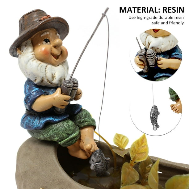 Willstar Fishing Gnome Garden Gnome Statue Ornament For Lawn Yard Balcony Porch Patio Home Indoor Outdoor Decorations 1pc