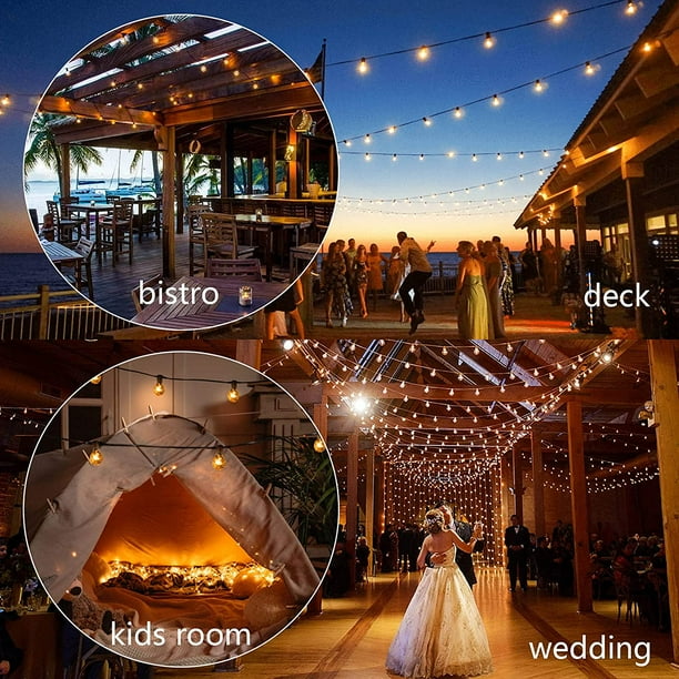 100Feet Outdoor String Lights LED G40 Patio String Lights Pergola