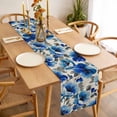 thumbnail image 3 of Table Runner 72 Inches Long for Kitchen Dining, Blue Flowers Dresser Scarf Farmhouse, Dining Table Decorations for Wedding/Parties, Spring Watercolor Floral Leaves Plants Beige 16 x 72 In, 3 of 8