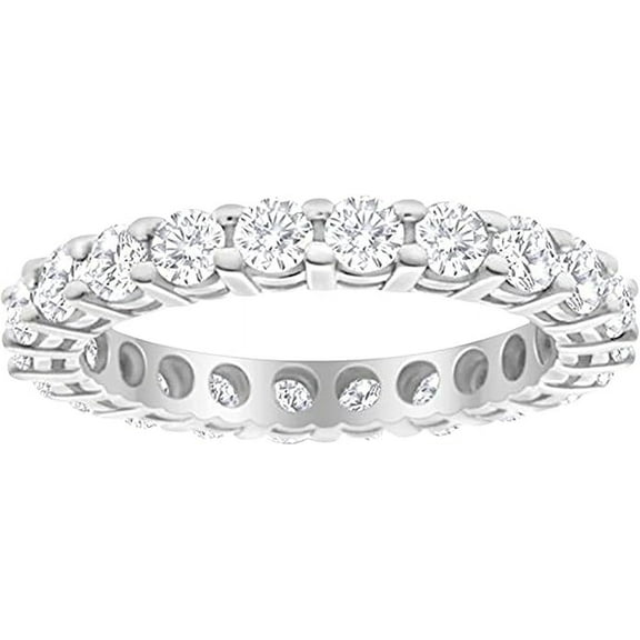1.00ct Round Brilliant Cut Lab Grown Diamond Eternity Ring, 14K White Gold, (E-F Color VS2-SI1 Clarity)