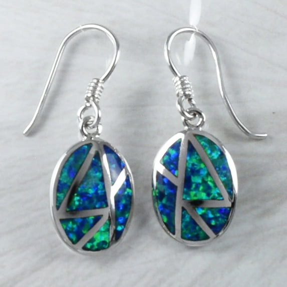 Gorgeous Unique Hawaiian Blue Opal Earring, Sterling Silver Blue Opal Dangle Earring, E9262 Statement PC, Birthday Mom Wife Valentine Gift