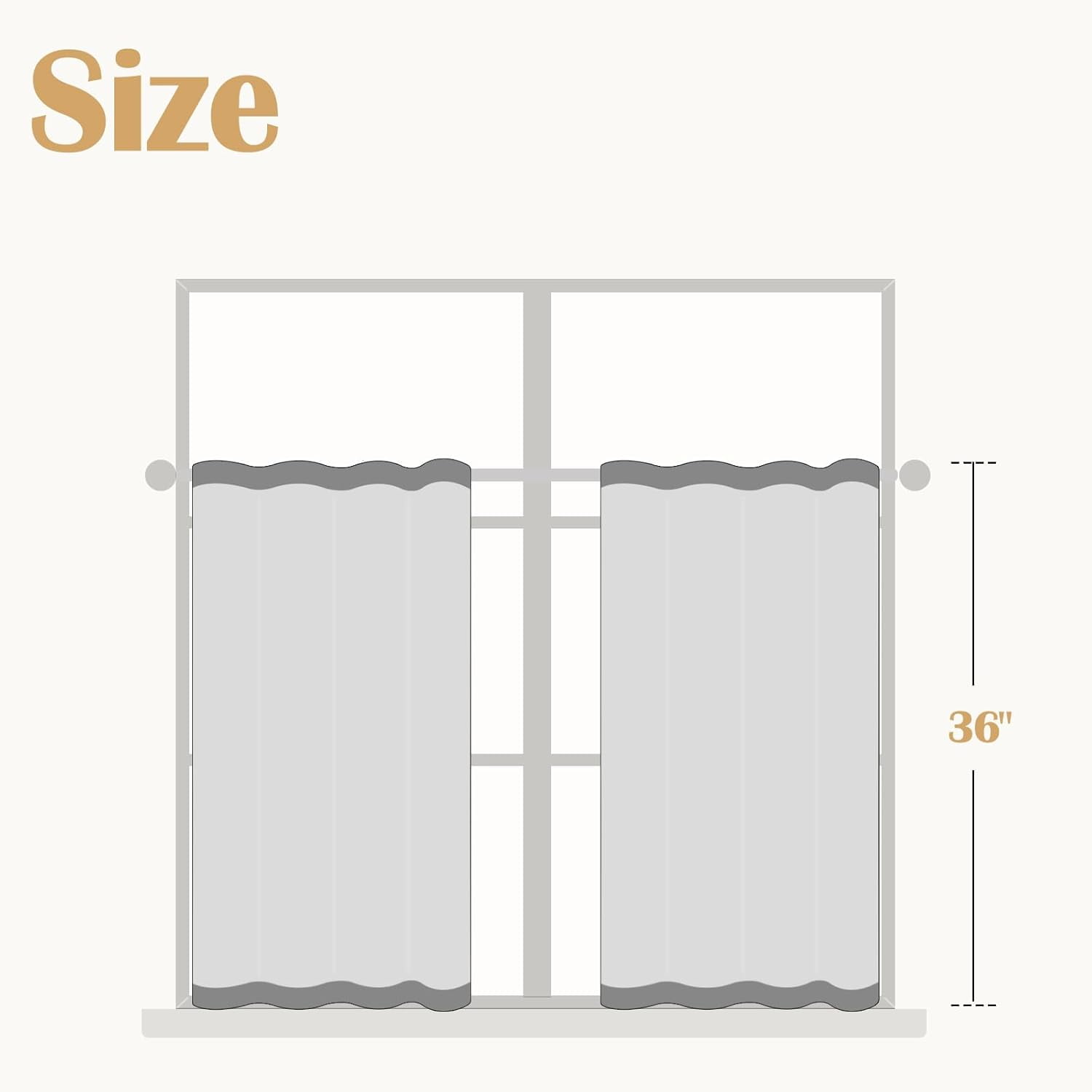 Floral Kitchen Curtains 36 Inch Linen Tier Curtains Farmhouse Cafe Half Window Drapes Over Sink Light Filtering for Living Room Laundry RV Rod Pocket 2 Panels Sage Green on Beige
