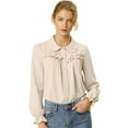 thumbnail image 1 of INSPIRE CHIC Women's Button Down Long Sleeve Cuff Ruffle Detail Blouse Shirt Tops, 1 of 6