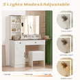 thumbnail image 5 of Esmlada Vanity Desk with Mirror and Lights, Vanity Desk Table Set with Storage Bench, Power Outlet, for Bedroom, Brown, 5 of 8